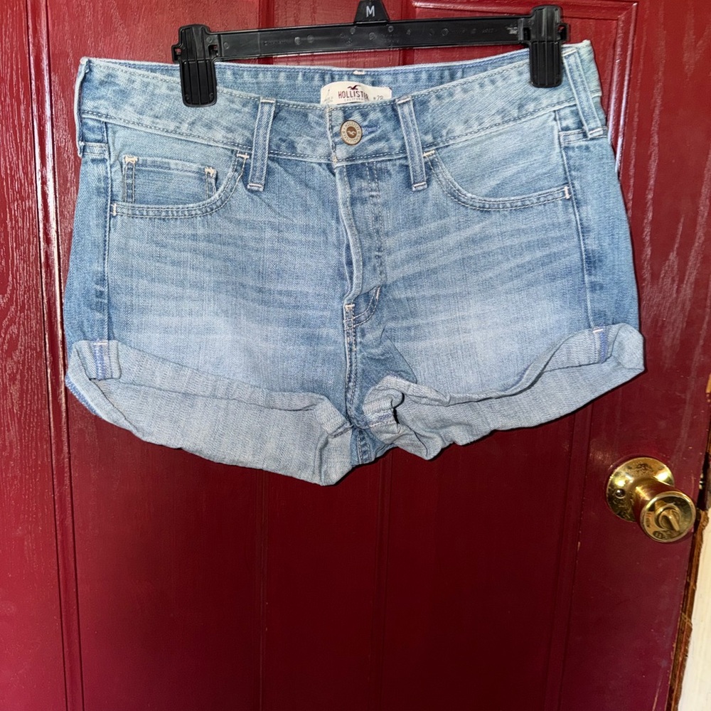Hollister Light Blue Rolled-Hem Denim Shorts